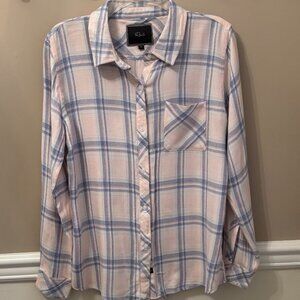 RAILS Woman's Long Sleeve Button Down Shirt Size M in colors Pink and Blue